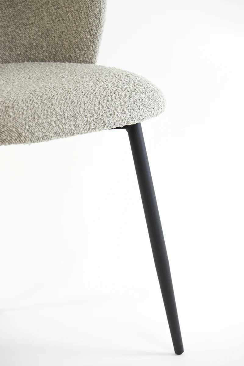 Dining chair 56x55x79 cm ELYNA bouclé grey brown-matt black - Image 5