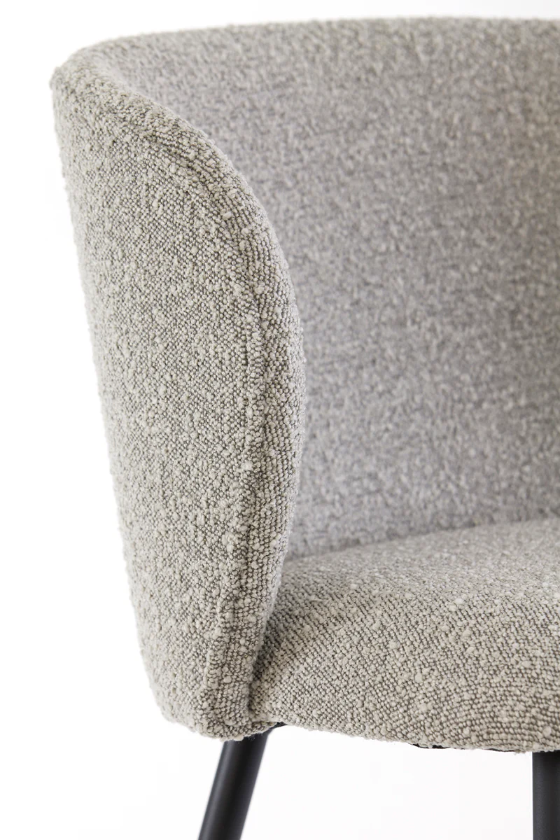 Dining chair 56x55x79 cm ELYNA bouclé grey brown-matt black - Image 6