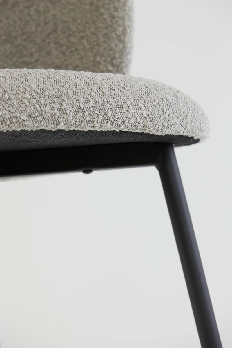 Dining chair 56x55x79 cm ELYNA bouclé grey brown-matt black - Image 7