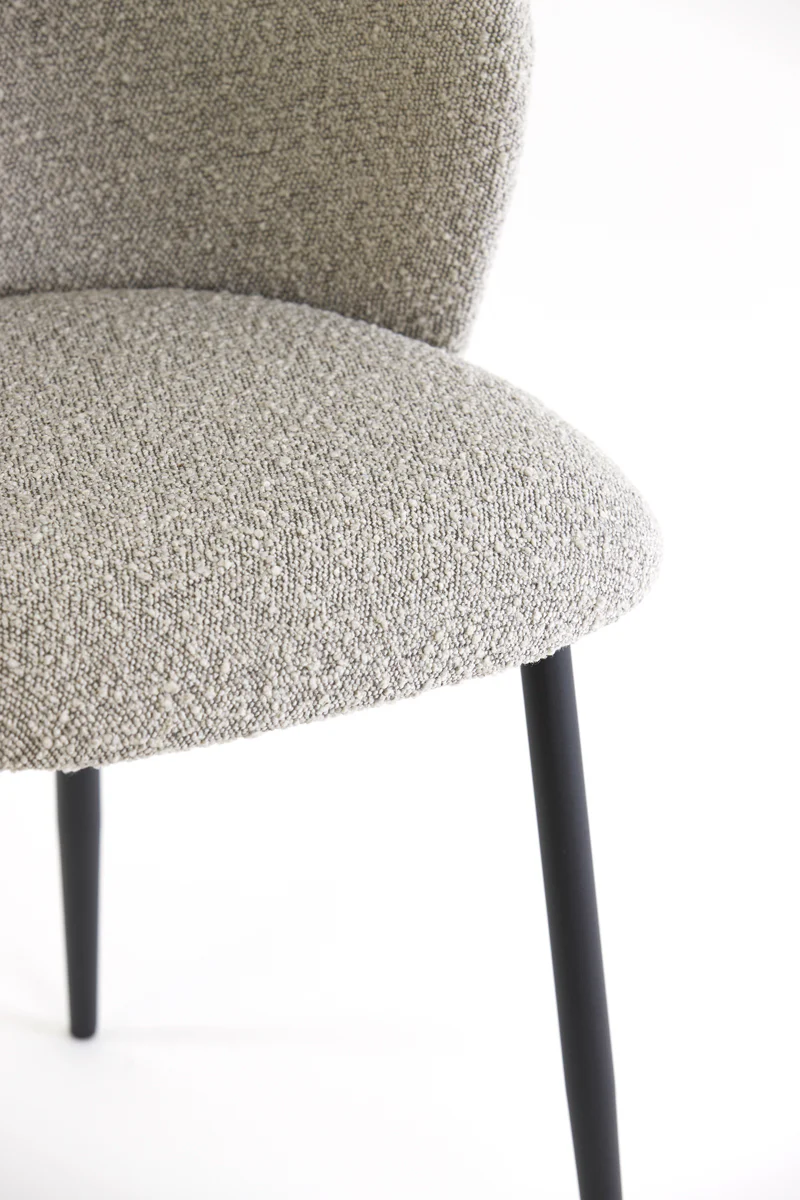 Dining chair 56x55x79 cm ELYNA bouclé grey brown-matt black - Image 8