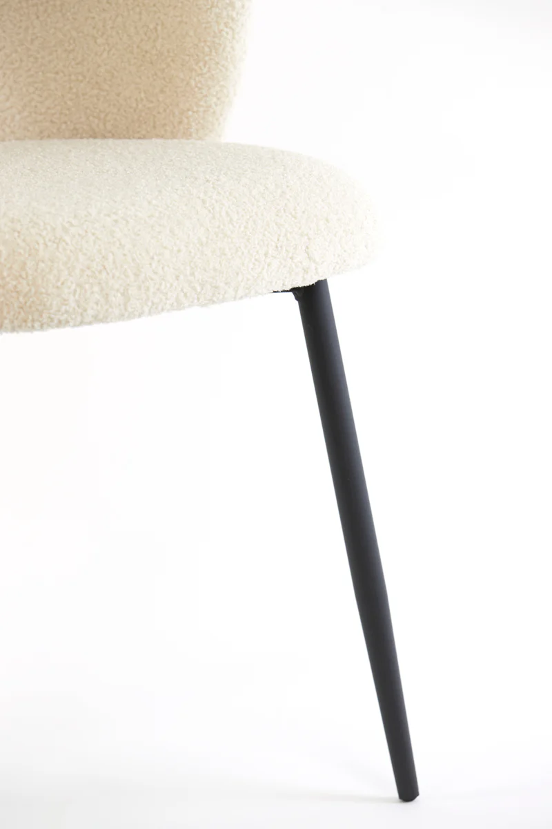 Dining chair 56x55x79 cm ELYNA teddy light beige-matt black - Image 13