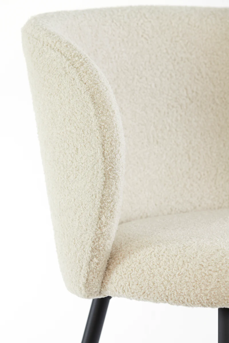 Dining chair 56x55x79 cm ELYNA teddy light beige-matt black - Image 3