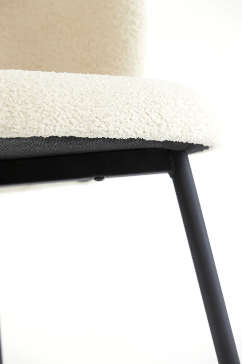 Dining chair 56x55x79 cm ELYNA teddy light beige-matt black - Image 4