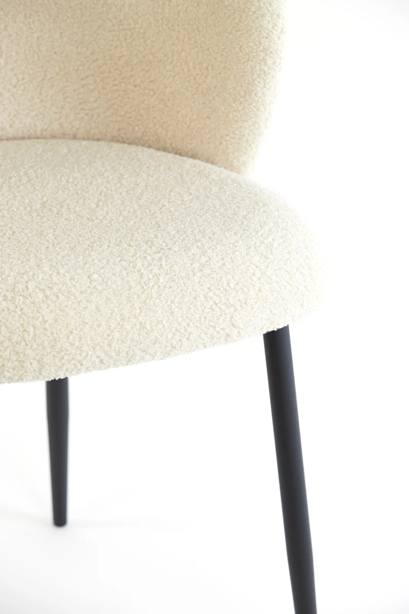 Dining chair 56x55x79 cm ELYNA teddy light beige-matt black - Image 5