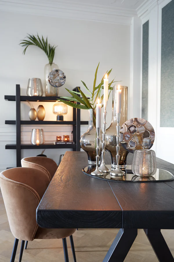 Dining chair 56x55x79 cm ELYNA velvet brown-matt black - Image 8
