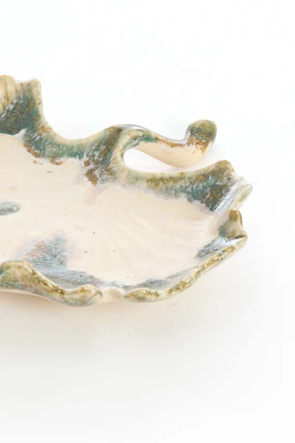 Dish 16x16x3 cm REDIU ceramics cream+olive green - Image 2