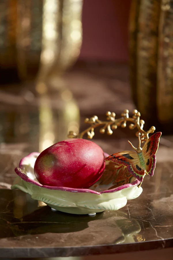 Dish 26,5x20x14 cm BUTTERFLY mint+yellow+bronze - Image 3
