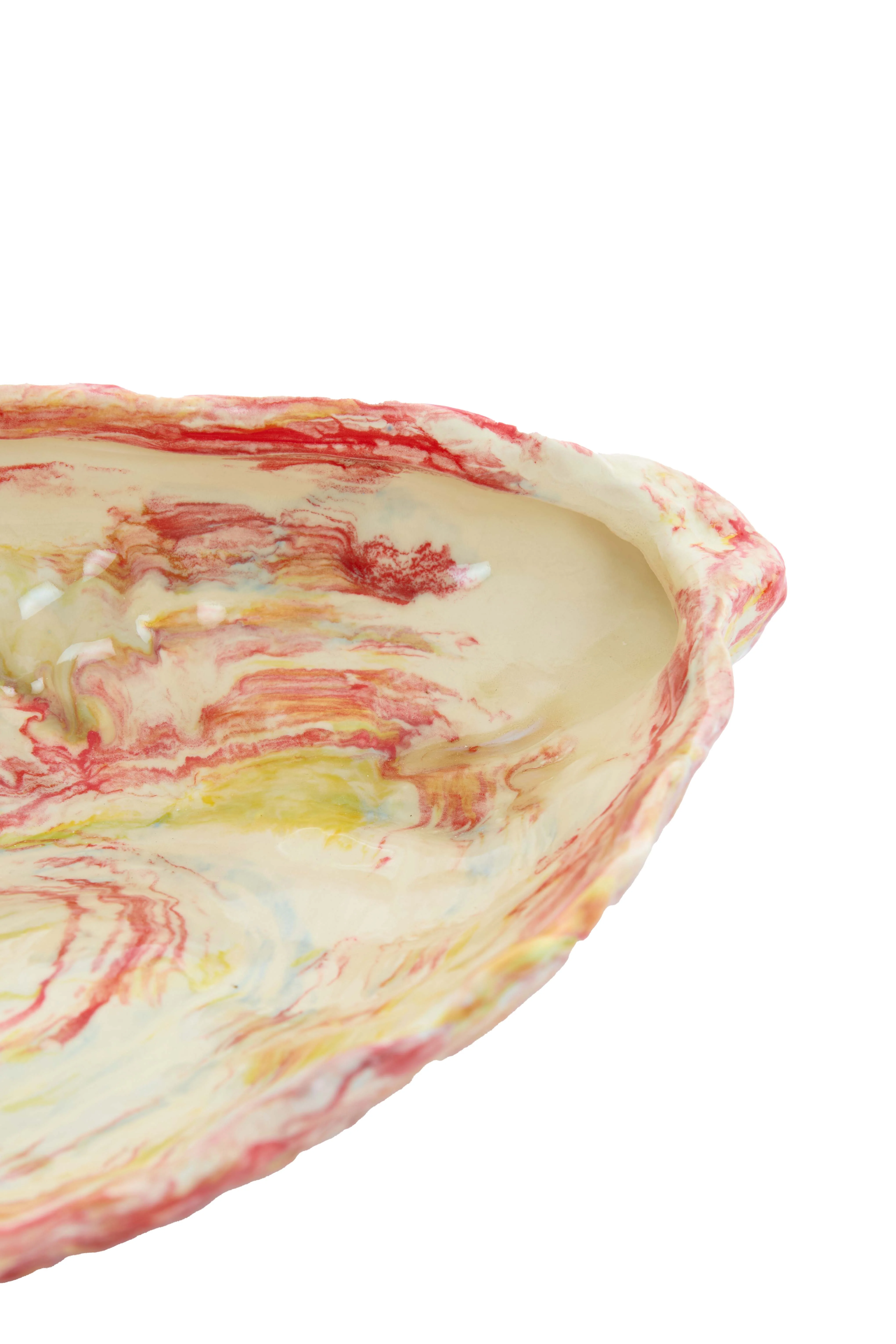 Dish 30,5x18x7 cm KALAKO ceramics cream+red+yellow - Image 2