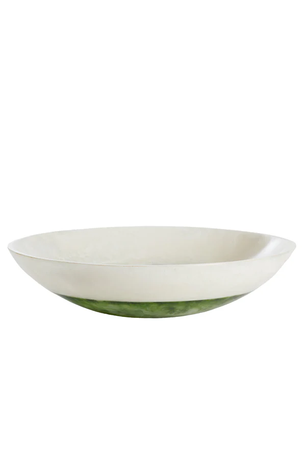 Dish 34x7,5 cm BINANGA white+green