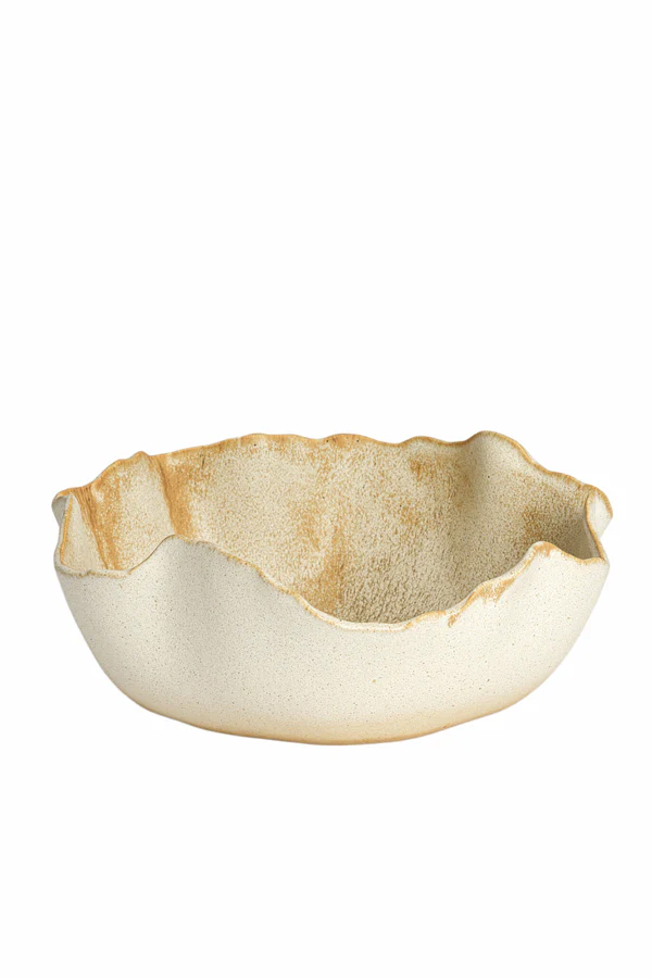 Dish 36,5x35,5x14 cm GASPAR ceramics cream+rust