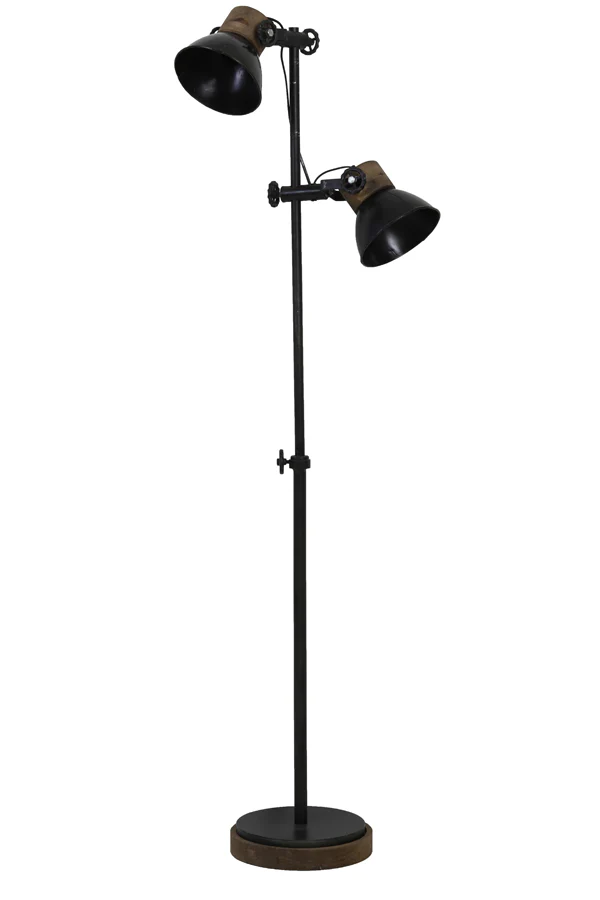 Floor lamp 2L 40x30x165 cm JODY black zinc+wood brown - Image 5