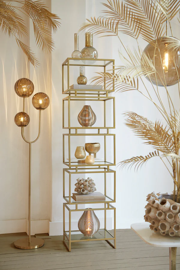 Floor lamp 3L E14 38x20x162 cm MAGDALA glass brown+gold - Image 11