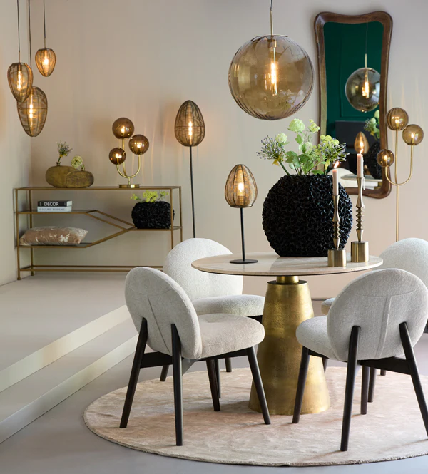 Floor lamp 3L E14 38x20x162 cm MAGDALA glass brown+gold - Image 12
