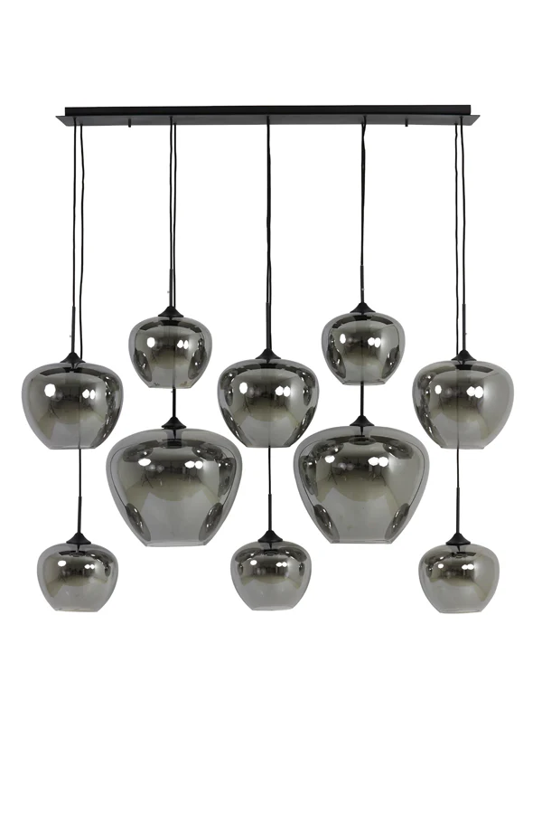 Hanging lamp 10L 120x60x110 cm MAYSON smoked glass+matt blck - Image 2