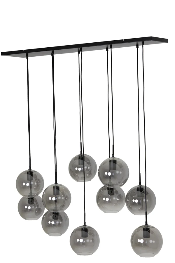 Hanging lamp 10L 124x35x120 cm SUBAR matt black+smoked glass - Image 2