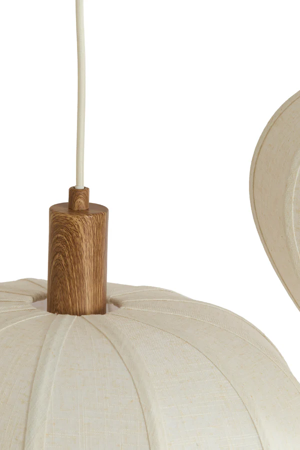 Hanging lamp 10L 138x49x180 cm HUXI wood prnt nat+linn cream - Image 5