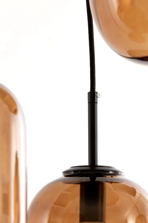 Hanging lamp 10L E14 120x18x23 cm MEZZA glass brown - Image 7