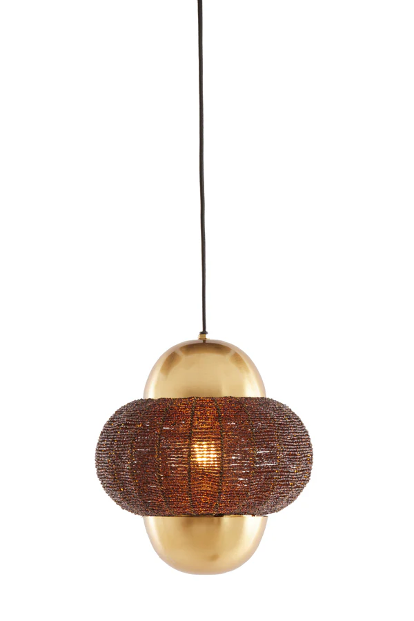 Hanging lamp 26x28 cm CETARA beads dark brown+bronze - Image 7