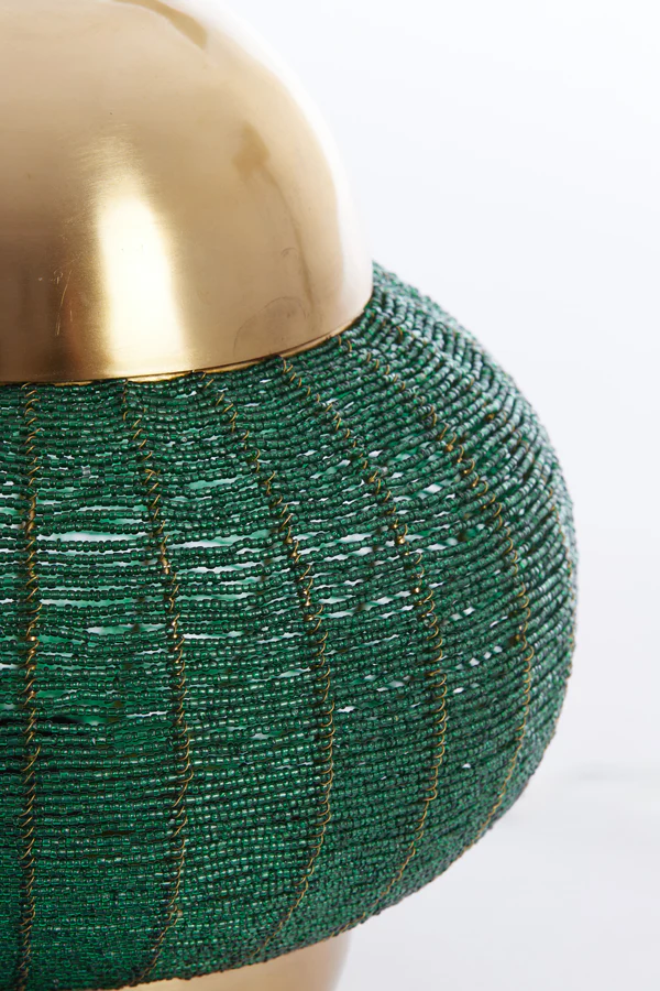 Hanging lamp 26x28 cm CETARA beads dark green+bronze - Image 2
