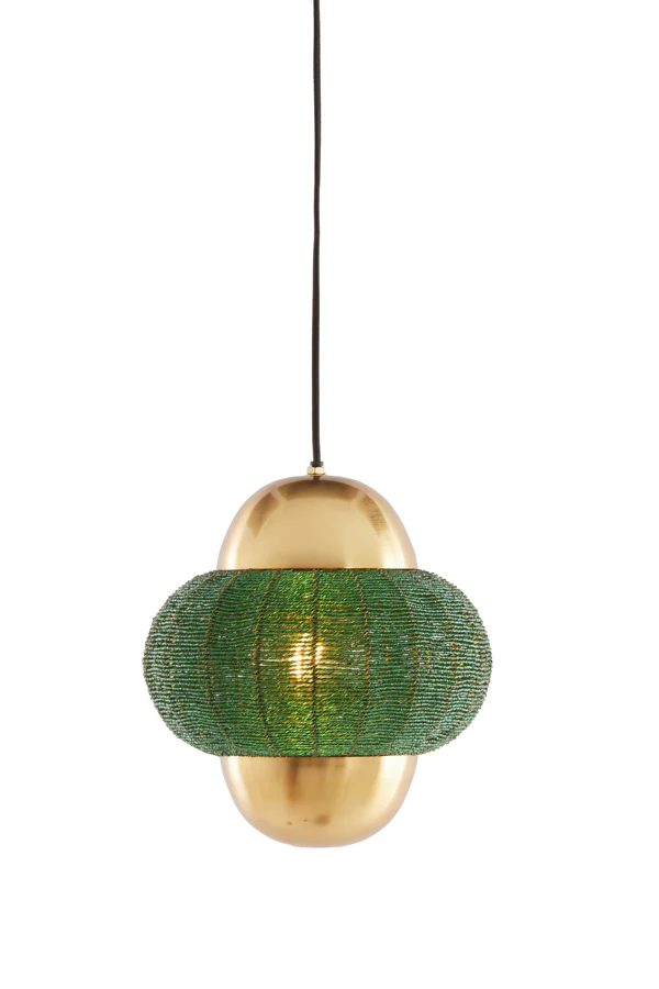 Hanging lamp 26x28 cm CETARA beads dark green+bronze - Image 7