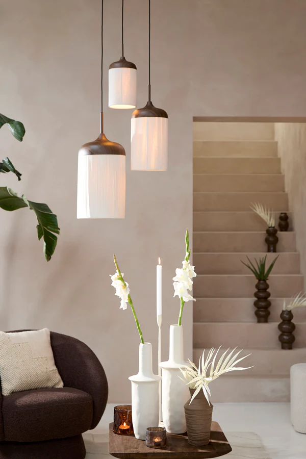 Hanging lamp 27,5x52 cm DANIA wood print d brown+rope cream - Image 7