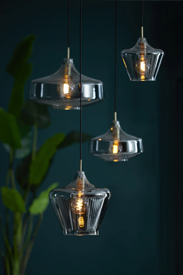 Hanging lamp 29,5x21 cm SOLNA antique bronze+smoked glass - Image 6