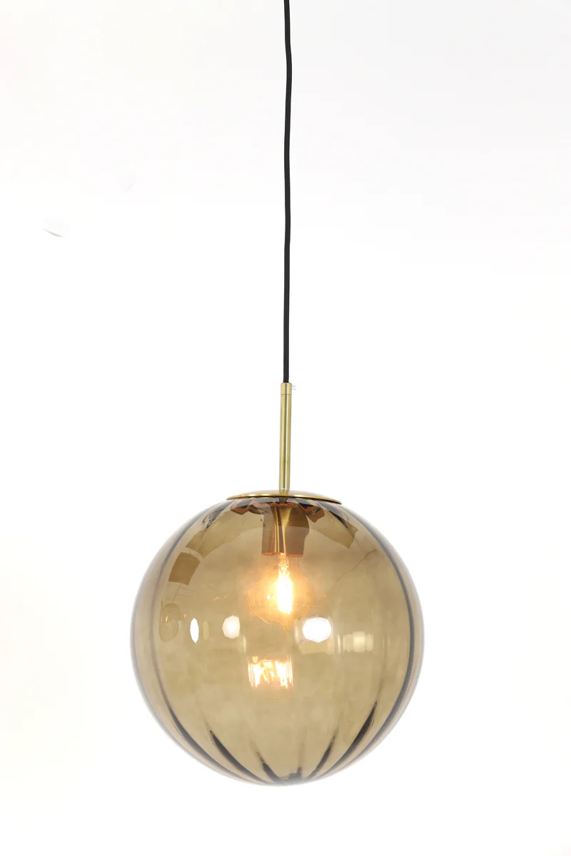 Hanging lamp 30 cm MAGDALA glass brown+gold - Image 2