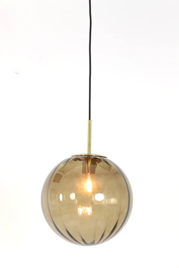 Hanging lamp 30 cm MAGDALA glass brown+gold - Image 7