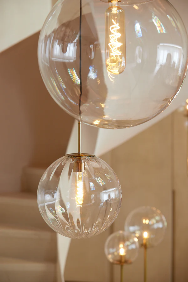 Hanging lamp 30 cm MAGDALA glass clear+gold - Image 9