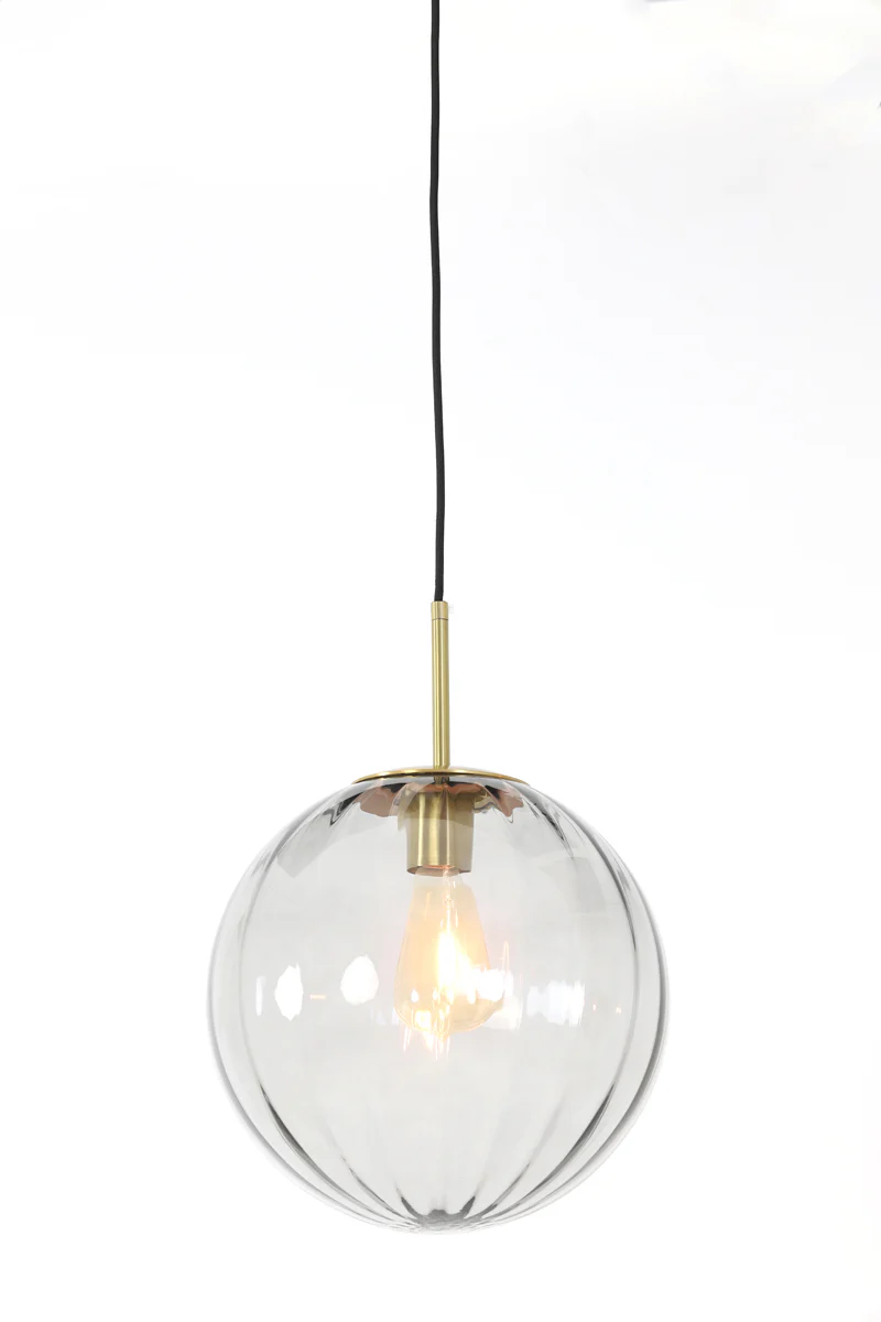 Hanging lamp 30 cm MAGDALA glass light grey+gold - Image 2
