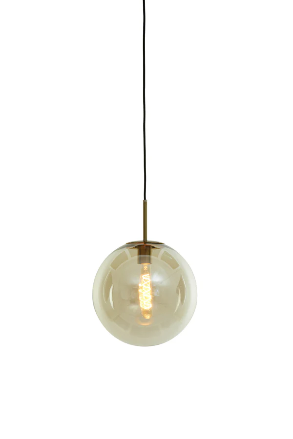 Hanging lamp 30 cm MEDINA antique bronze+glass amber - Image 5