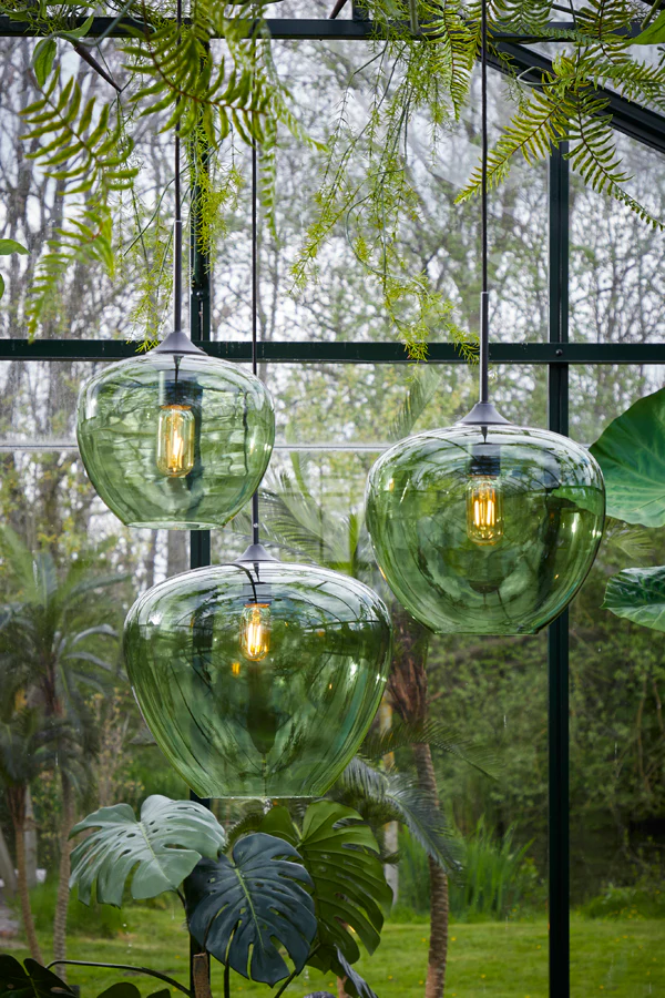 Hanging lamp 30x25 cm MAYSON glass green+matt black - Image 7