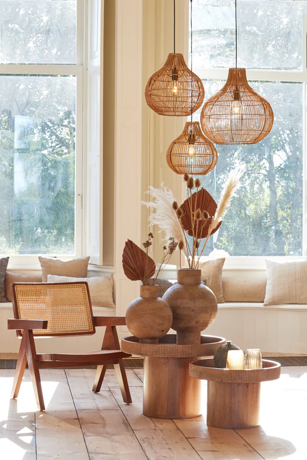 Hanging lamp 30x31,5 cm PACINO rattan dark brown - Image 8