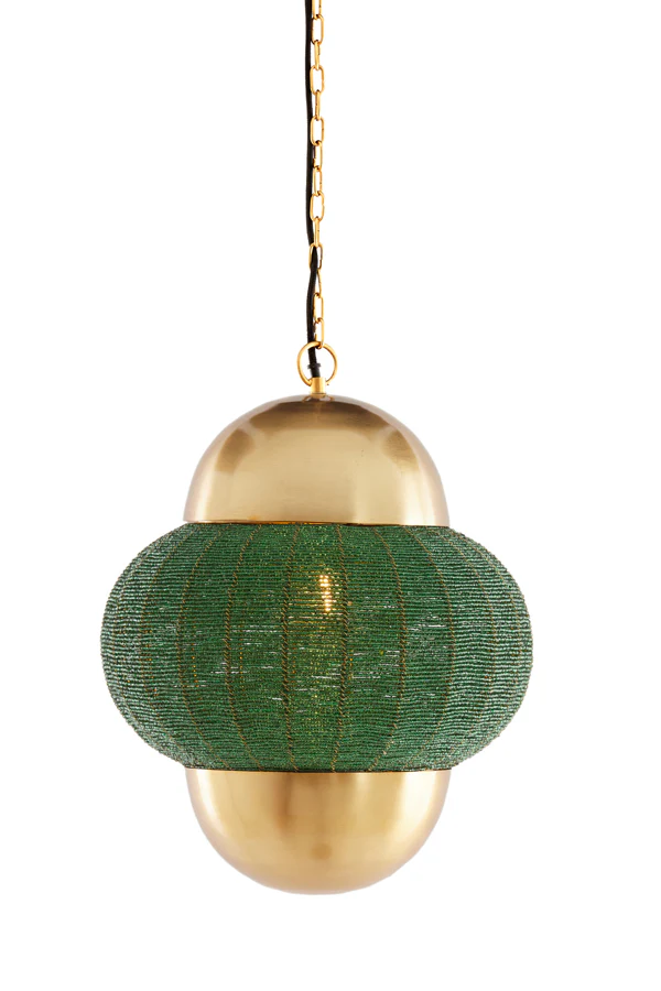 Hanging lamp 33x38 cm CETARA beads dark green+bronze - Image 7