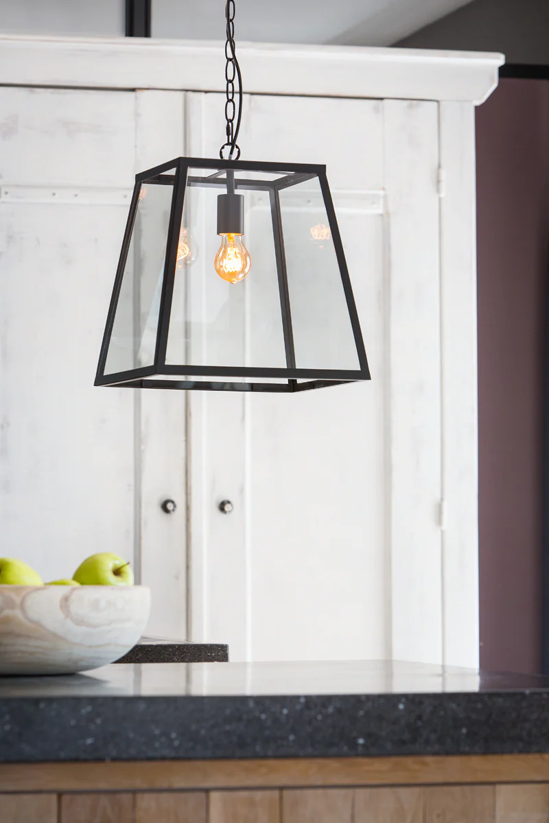 Hanging lamp 35x35x34,5 cm SAUNTE black+glass - Image 3