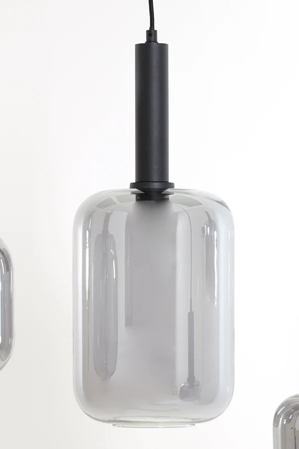Hanging lamp 3L 100x22x32 cm LEKAR black+smoked glass - Image 3