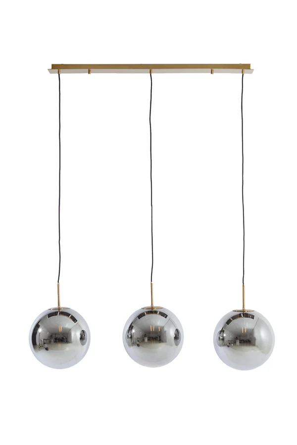 Hanging lamp 3L 120x30x30 cm MEDINA glass smoke+gold - Image 7