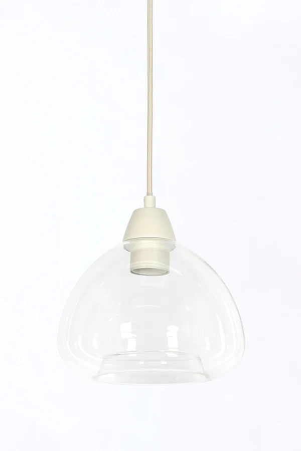 Hanging lamp 3L 30x14 cm BISHO glass clear+cream - Image 5