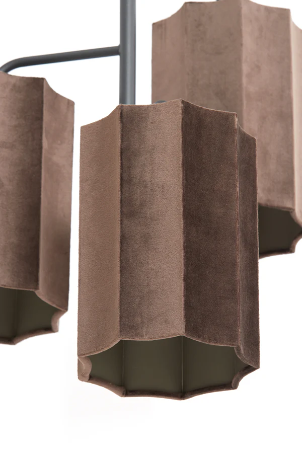 Hanging lamp 3L 48x25 cm EDISA velvet dark brown+matt black - Image 6