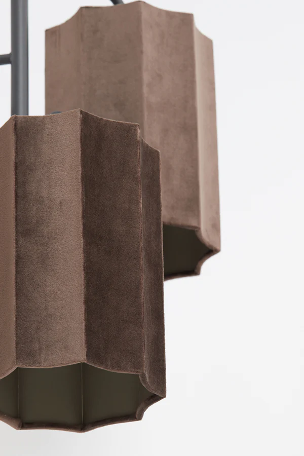 Hanging lamp 3L 48x25 cm EDISA velvet dark brown+matt black - Image 7