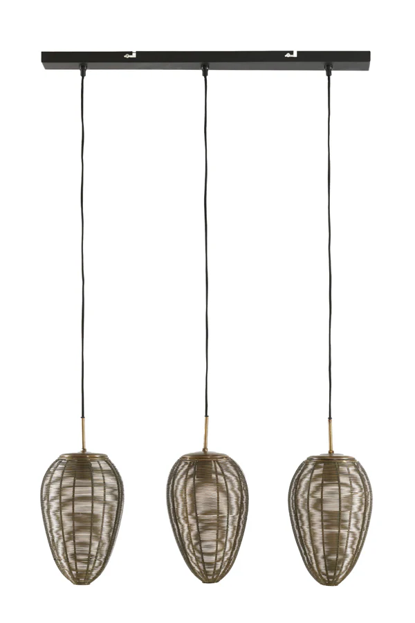 Hanging lamp 3L 80x20x33 cm YAELLE ant bronze+matt blck