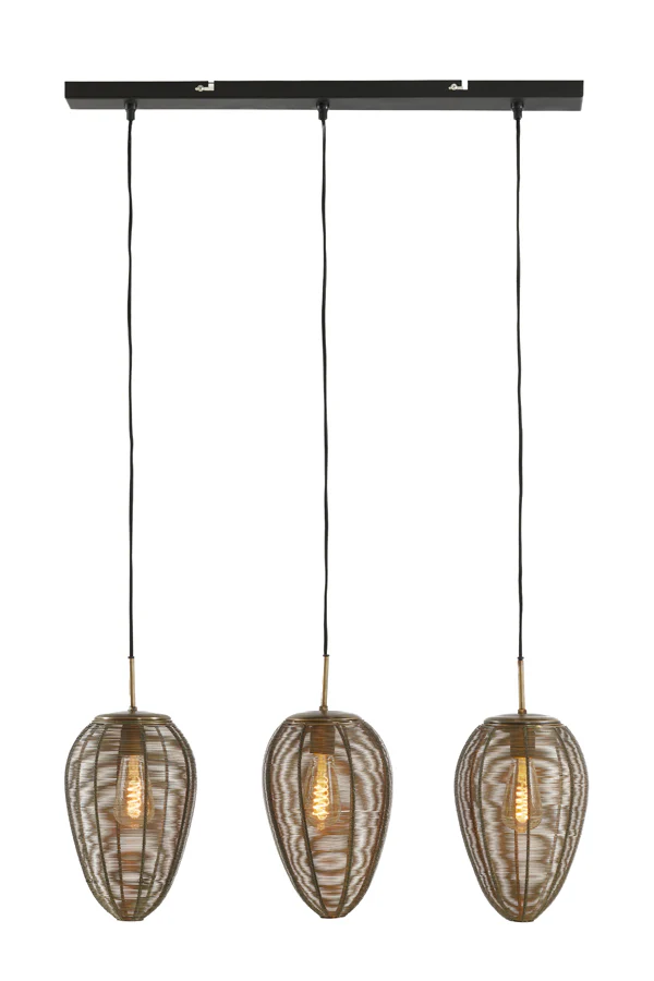 Hanging lamp 3L 80x20x33 cm YAELLE ant bronze+matt blck - Image 5