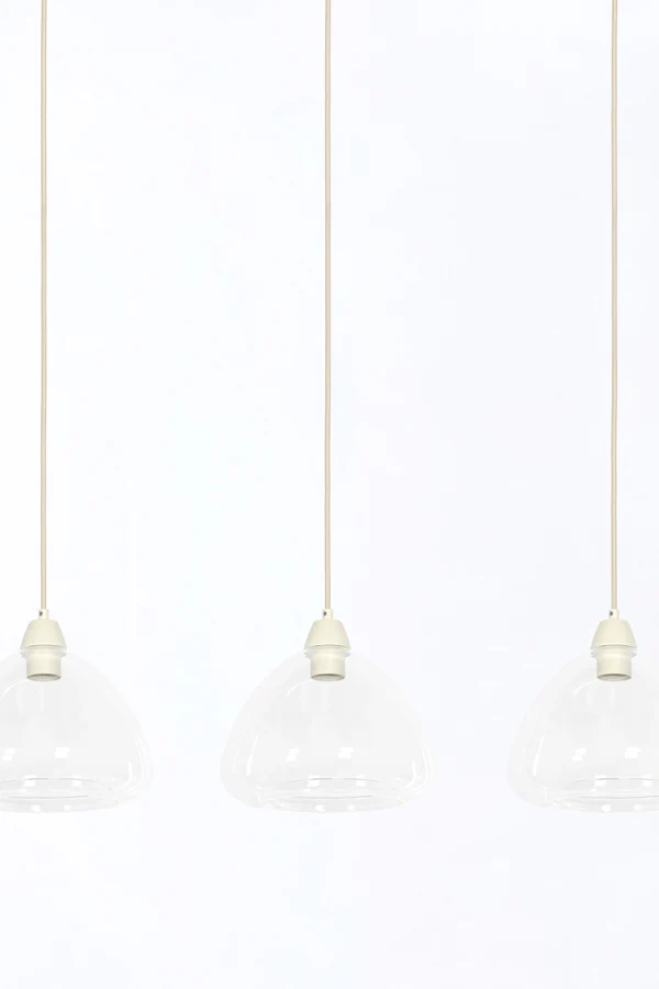 Hanging lamp 3L 94x26x19 cm BISHO glass clear+cream - Image 3