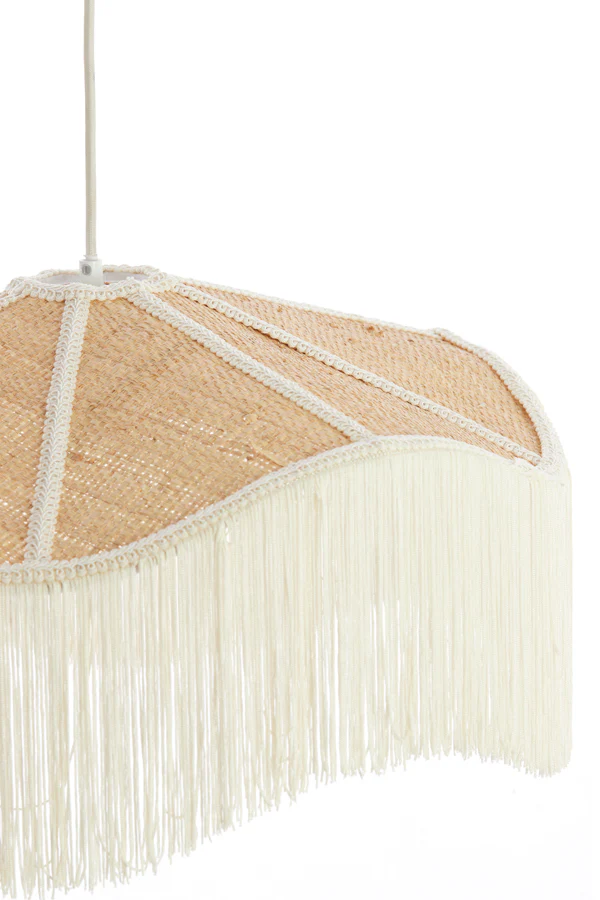 Hanging lamp 40x26 cm TIFFANY raffia natural+cream - Image 4