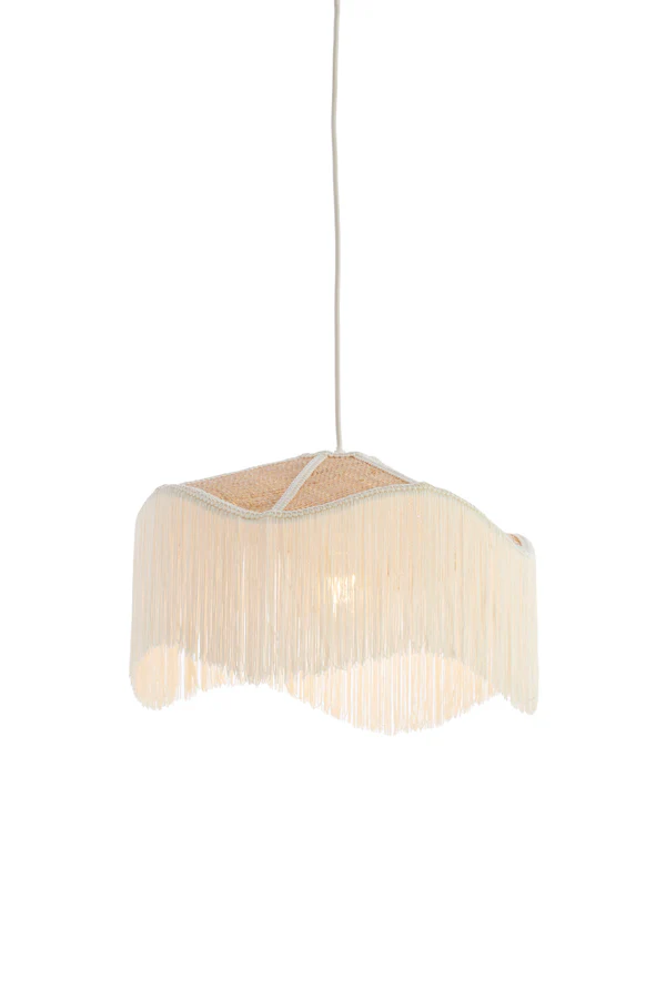 Hanging lamp 40x26 cm TIFFANY raffia natural+cream - Image 7