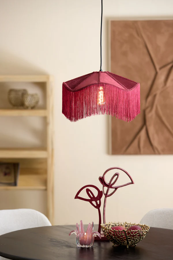 Hanging lamp 40x26 cm TIFFANY velvet burgundy - Image 8