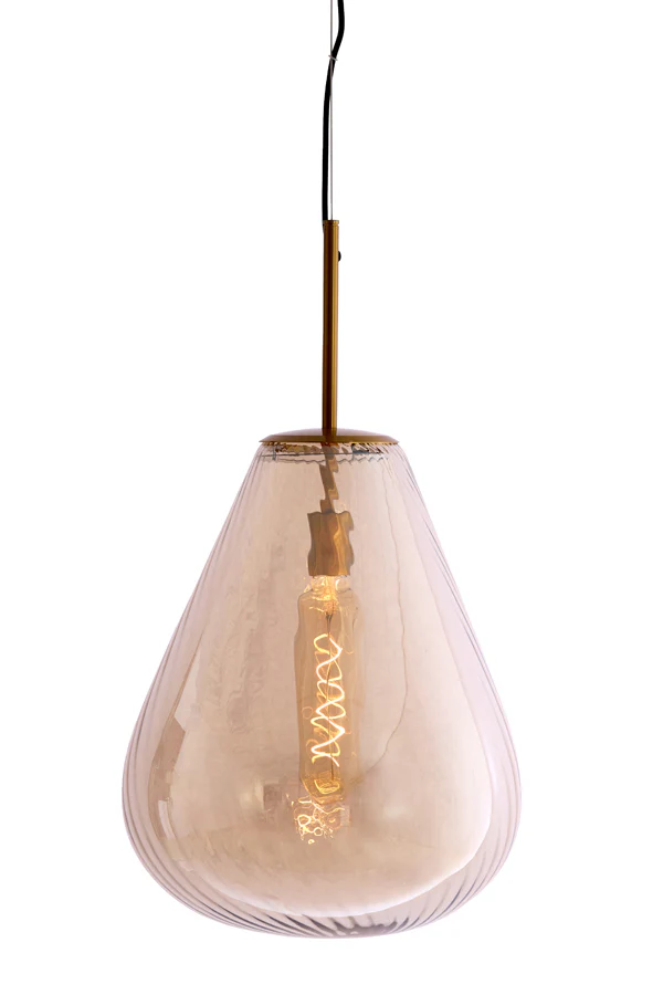 Hanging lamp 40x50 cm LEONA antique bronze+glass amber - Image 7