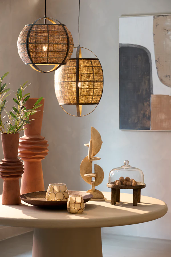 Hanging lamp 41x39 cm BOZONA rattan brown-grey - Image 8