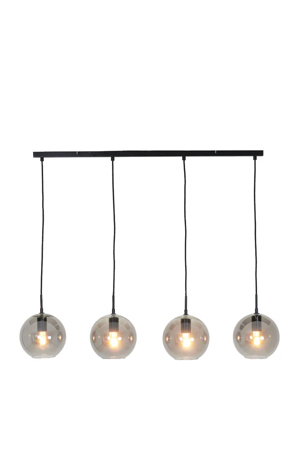 Hanging lamp 4L 114x20x120 cm SUBAR matt black+smoked glass - Image 10