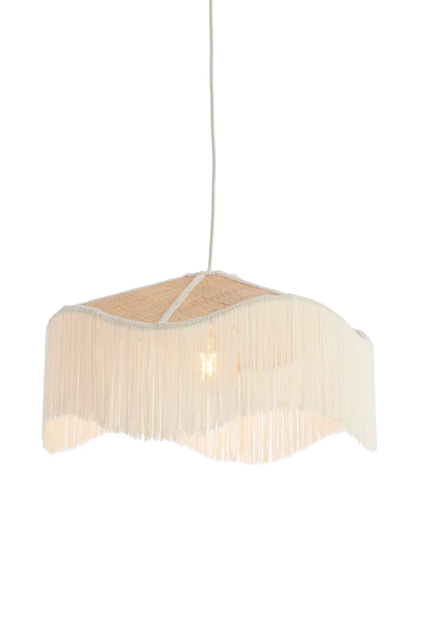 Hanging lamp 50x28 cm TIFFANY raffia natural+cream - Image 7